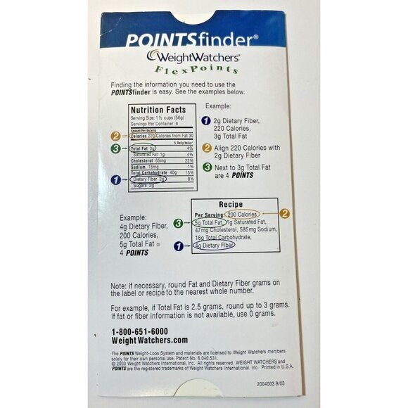 Weight Watchers Flex points finder Slide Calculator Plan Slider- open package - Picture 2 of 2